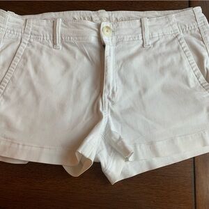 American Eagle Outfitters White Jean Shorts Crisp Denim Cuffed Hem